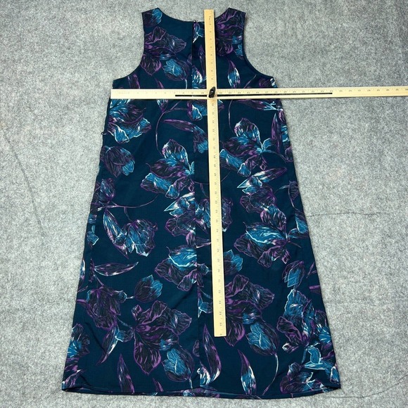 Everly Dress‎ Womens Medium Blue Green Floral Sleeveless Shift Lined Midi - Picture 11 of 15